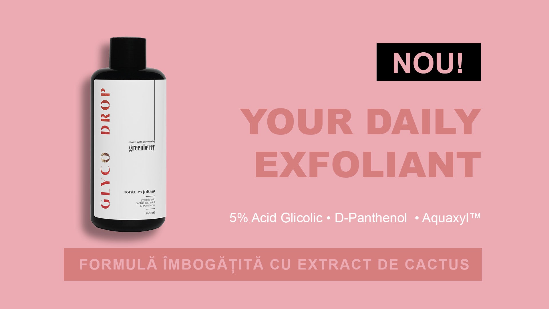 Tonic exfoliant Glyco Drop Greenberry cu acid glicolid, d-panthenol si aquaxyl